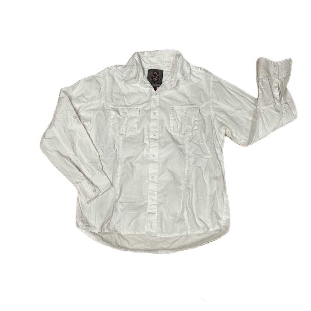 Sovereign Code Men's XL Button Up Shirt White Cotton Beach Vacation Coast